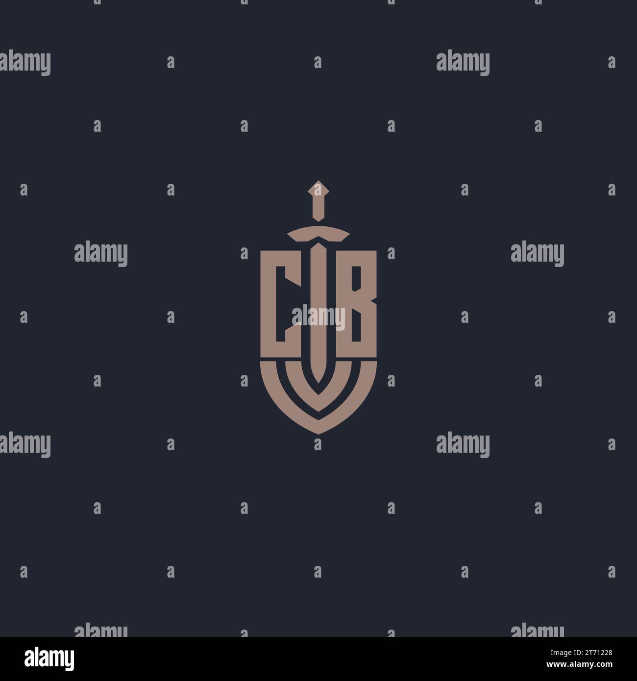 CB logo monogram with sword and shield style design template vector Stock Vector