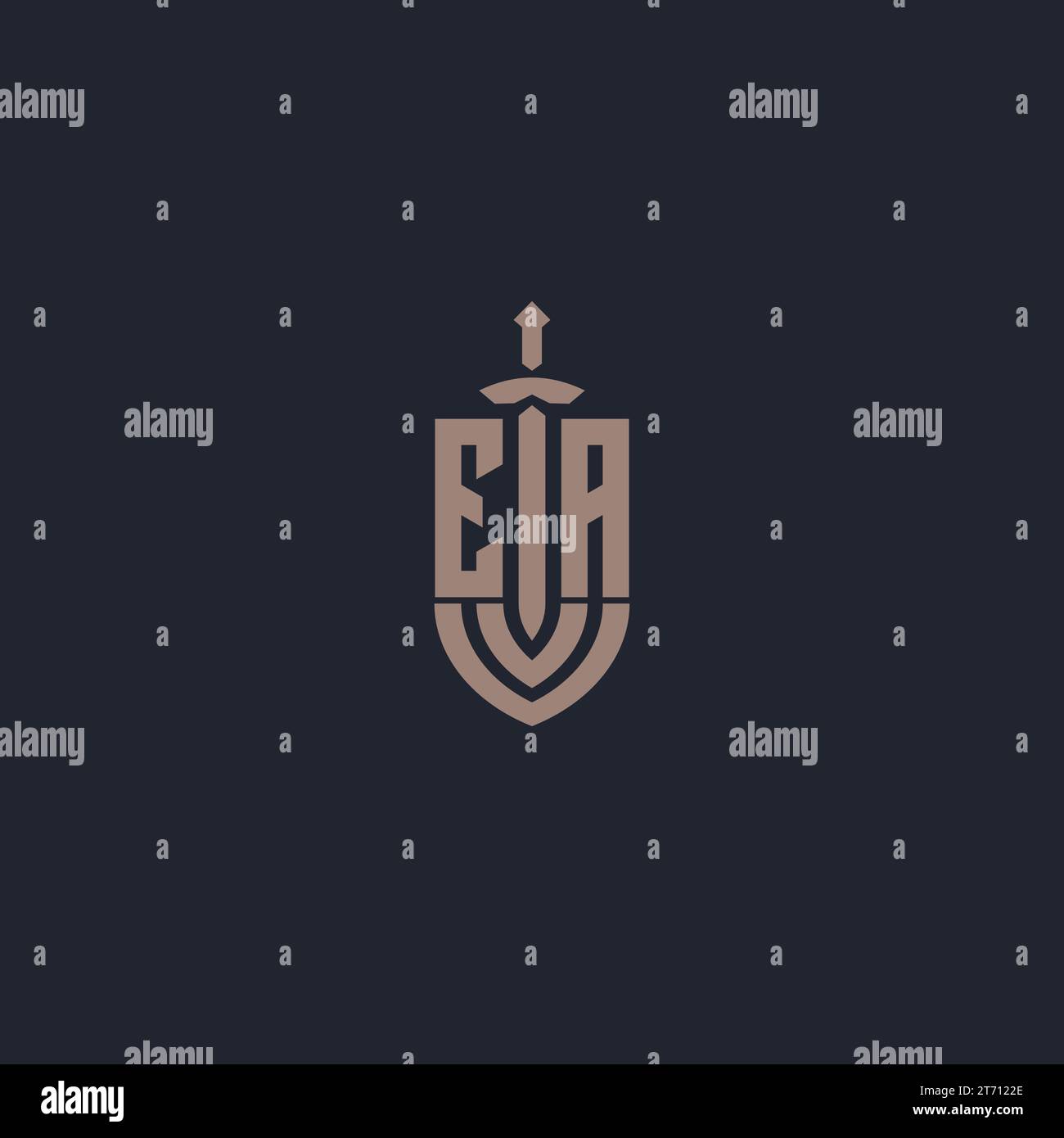 EA logo monogram with sword and shield style design template vector Stock Vector