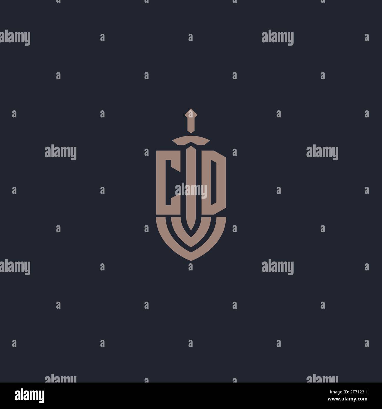 CD logo monogram with sword and shield style design template vector Stock Vector