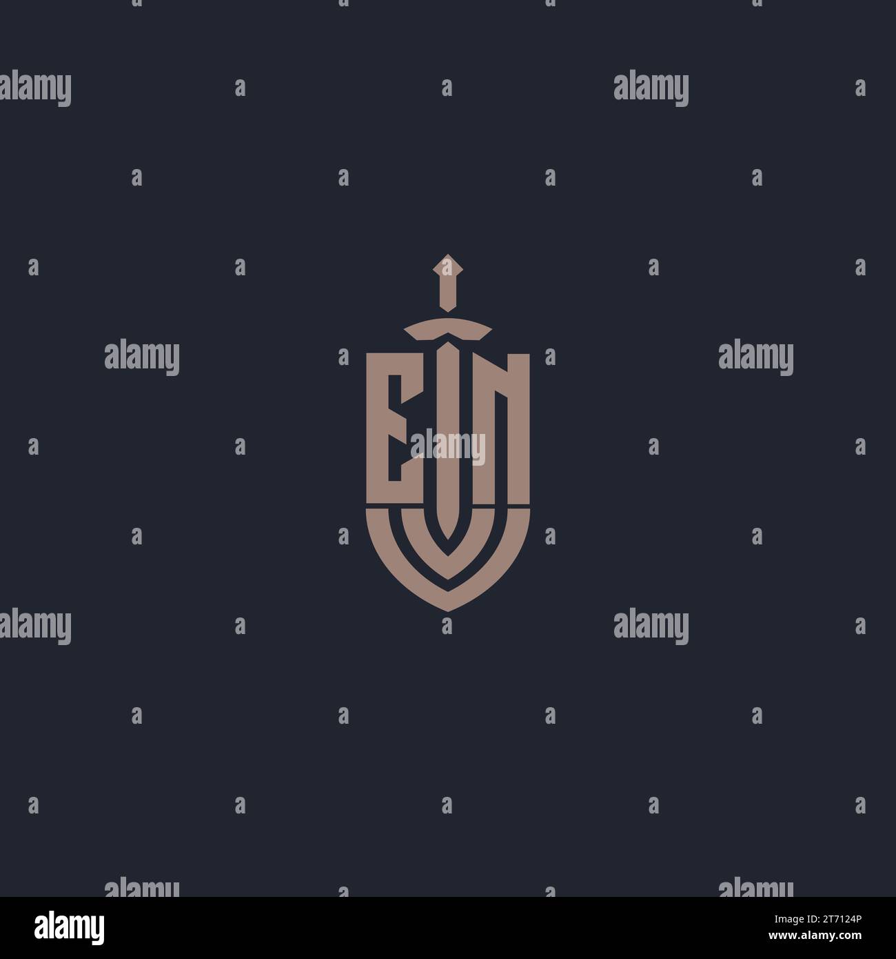 EN logo monogram with sword and shield style design template vector Stock Vector