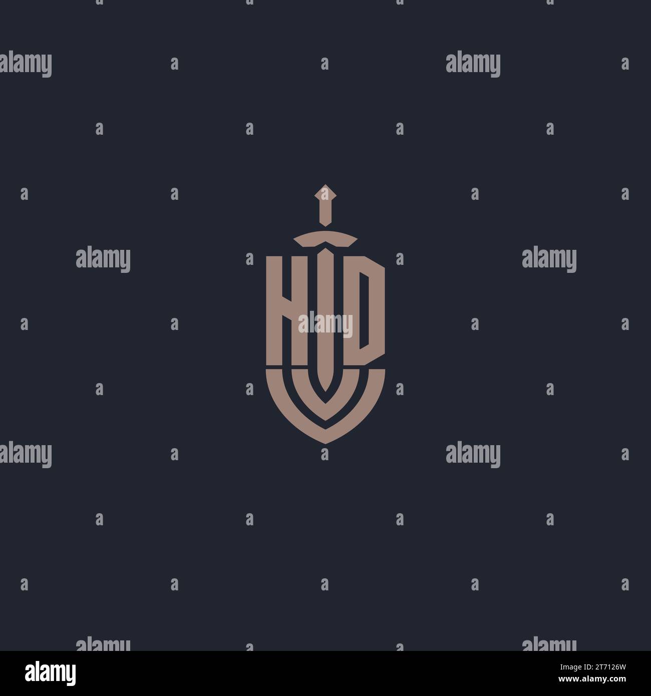 HD logo monogram with sword and shield style design template vector Stock Vector