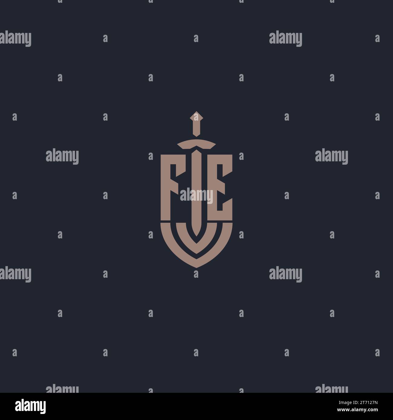 FE logo monogram with sword and shield style design template vector Stock Vector