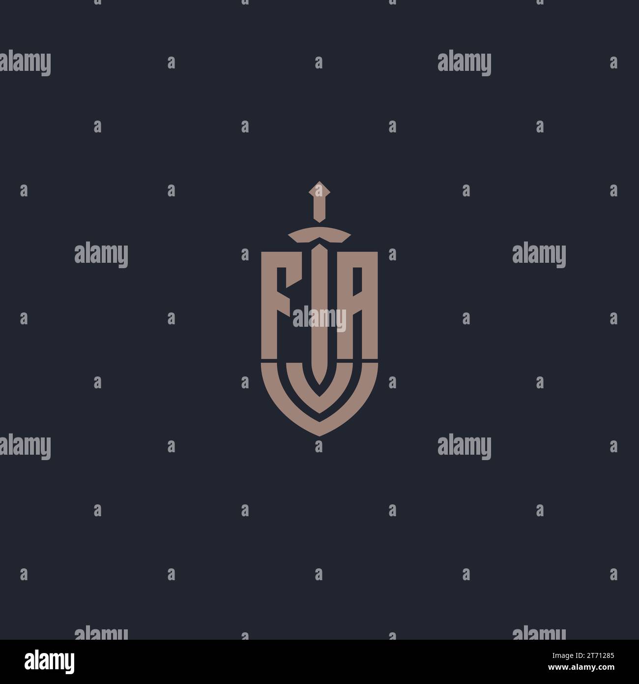 FA logo monogram with sword and shield style design template vector Stock Vector
