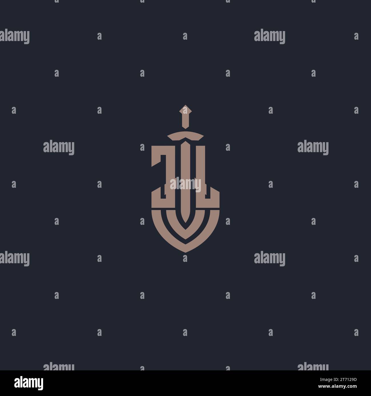 JL logo monogram with sword and shield style design template vector Stock Vector