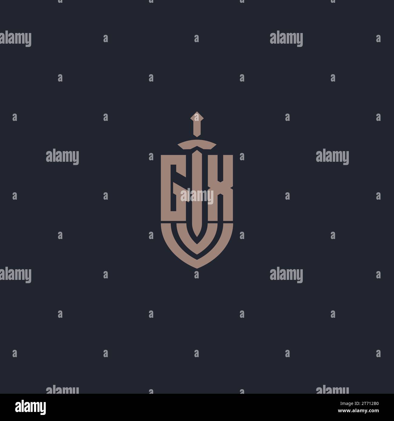 GX logo monogram with sword and shield style design template vector ...