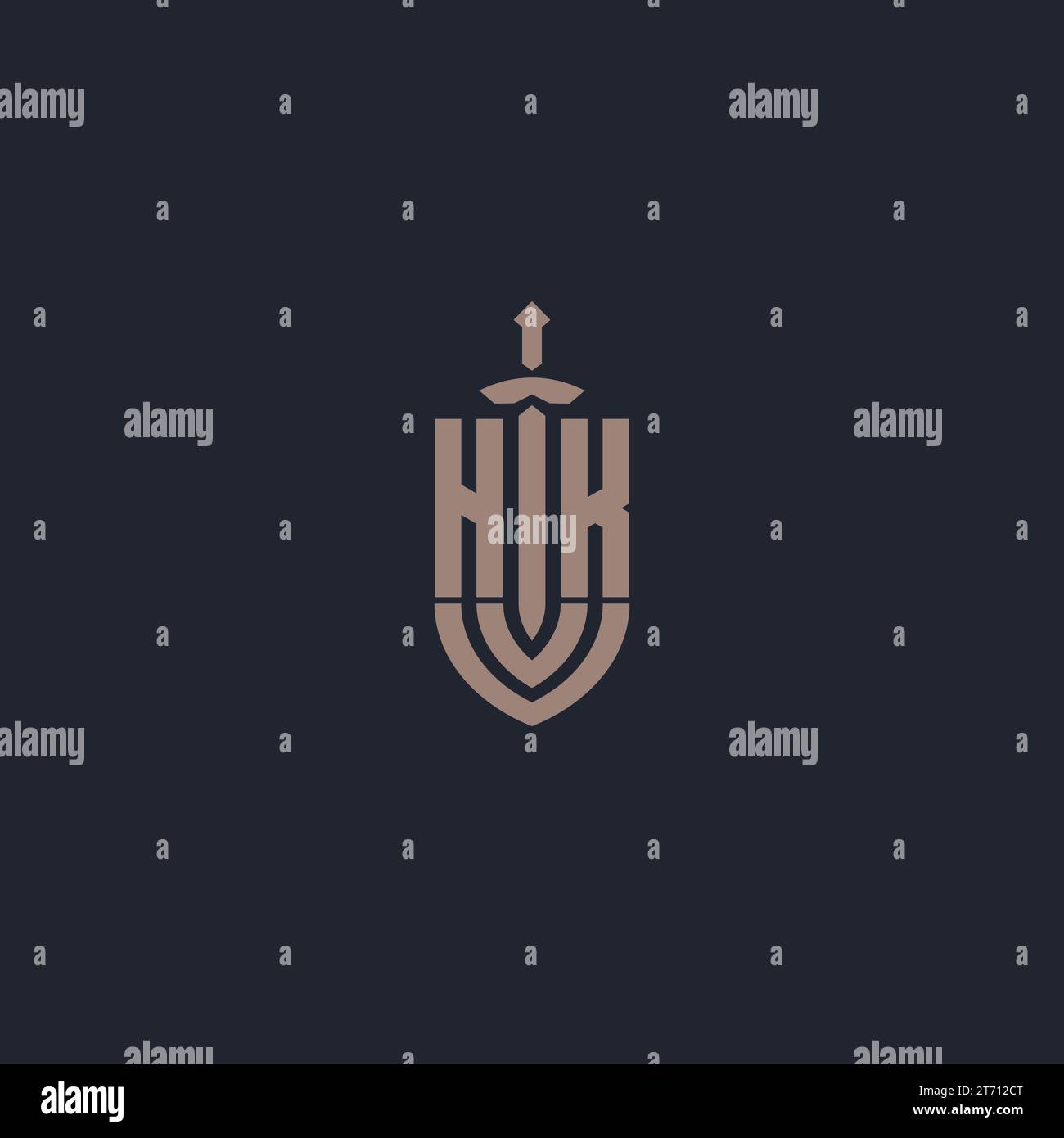 HK logo monogram with sword and shield style design template vector Stock Vector