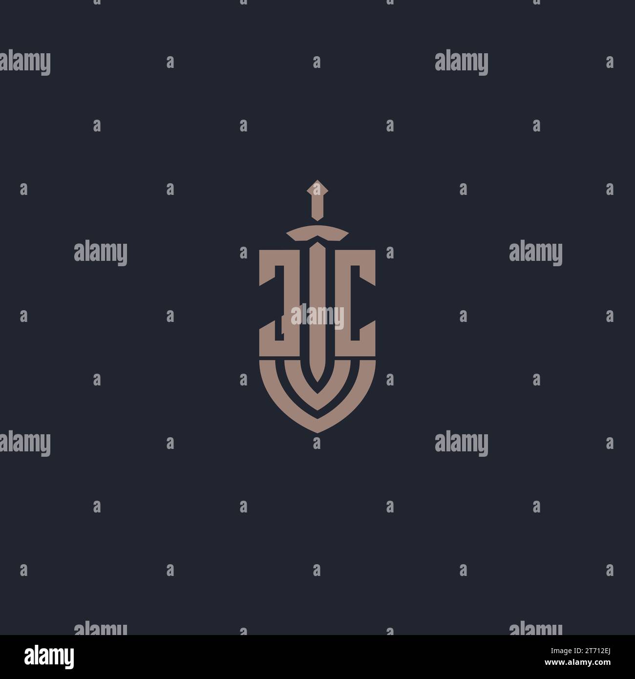 JC logo monogram with sword and shield style design template vector ...