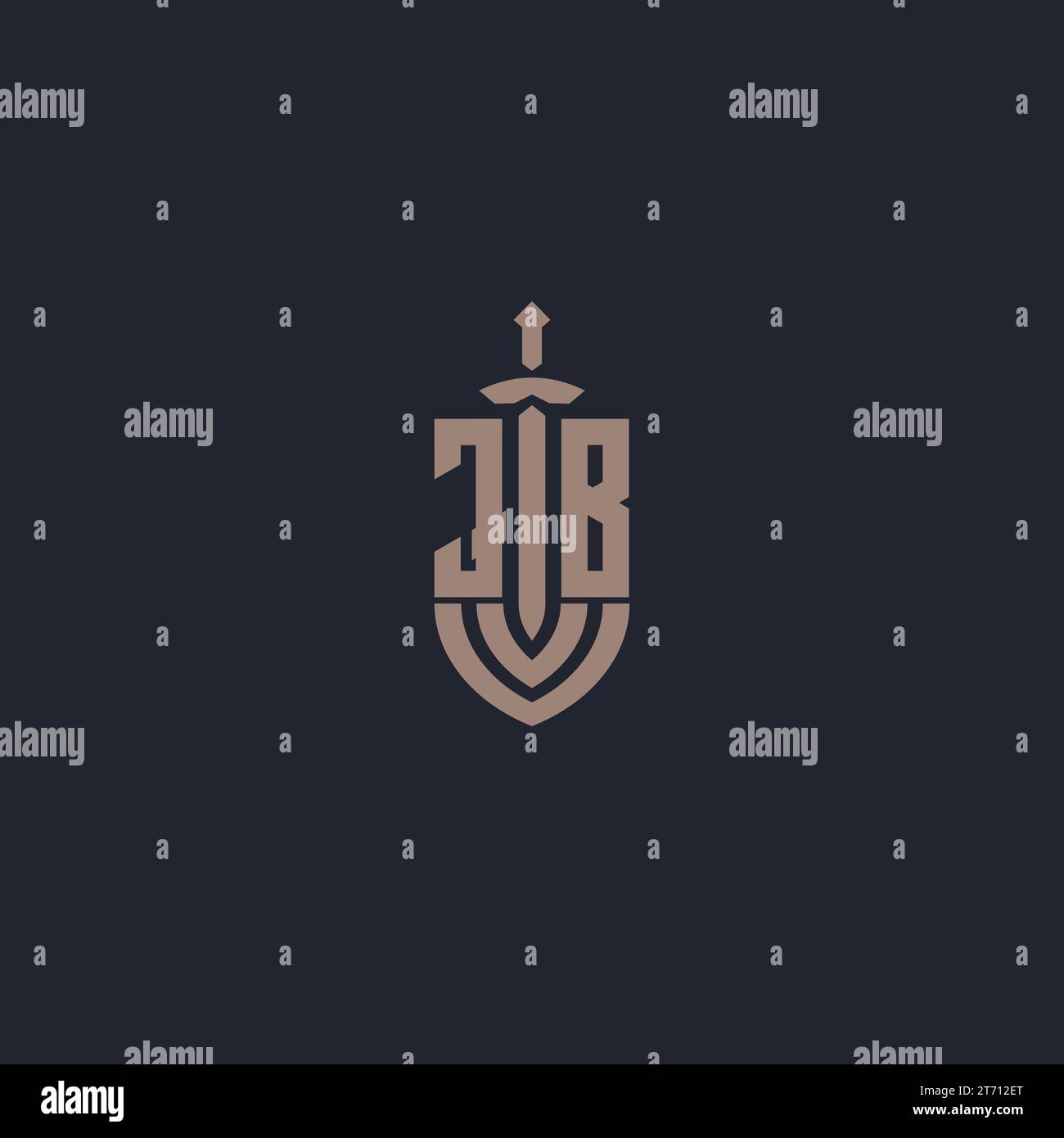 JB logo monogram with sword and shield style design template vector Stock Vector