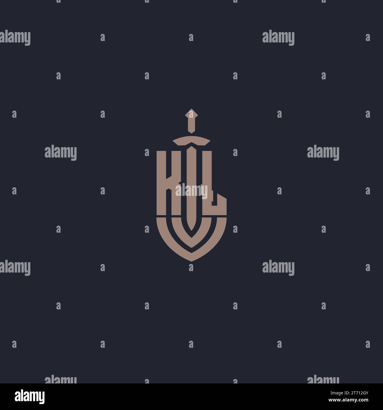 KL logo monogram with sword and shield style design template vector ...