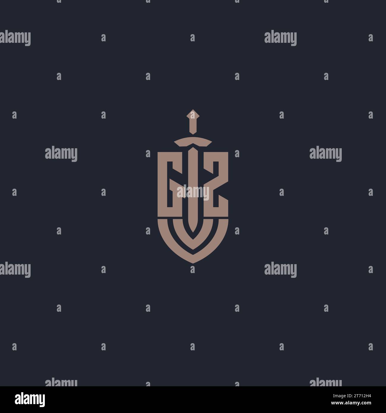 GZ logo monogram with sword and shield style design template vector Stock Vector
