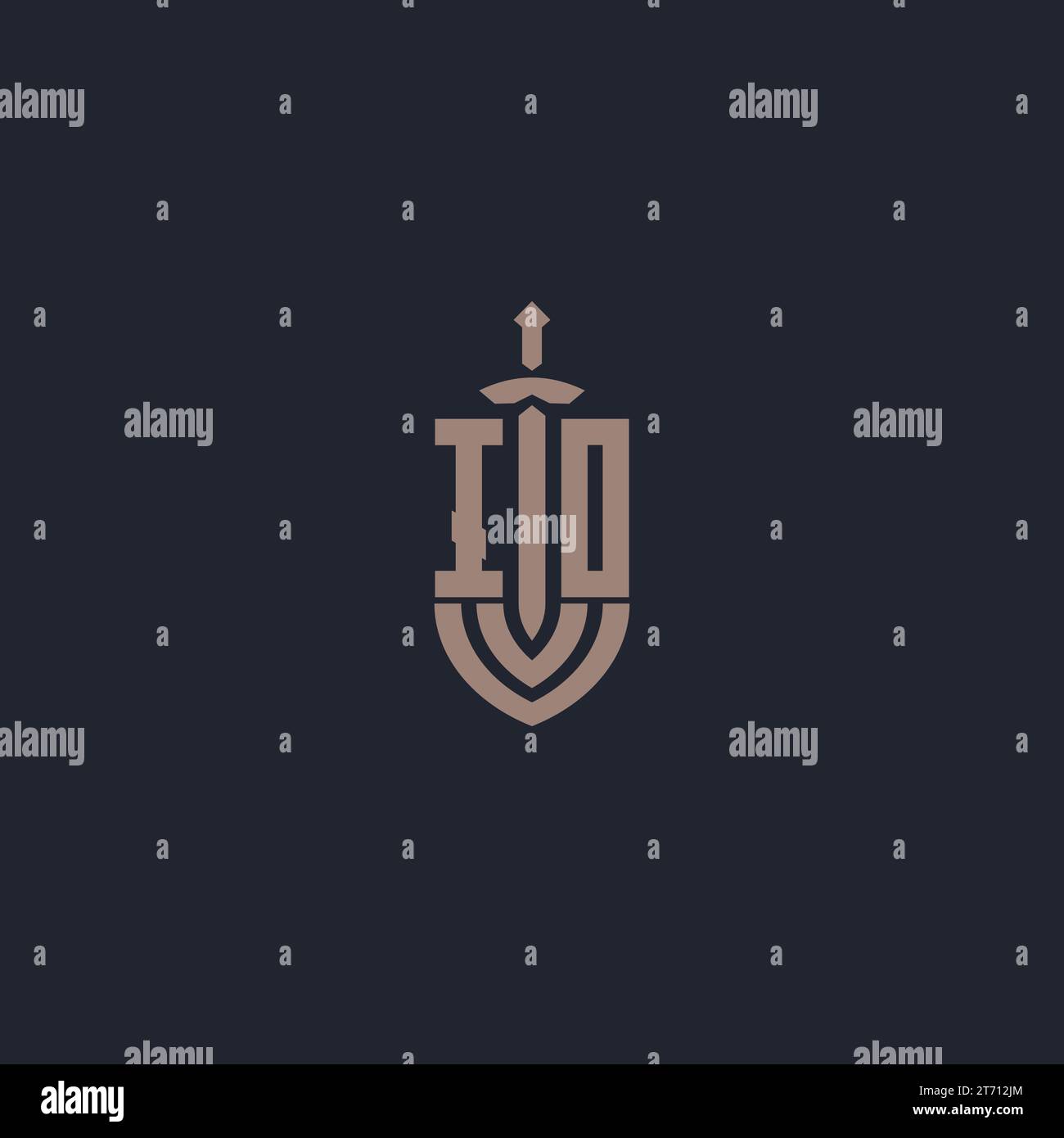 IO logo monogram with sword and shield style design template vector ...