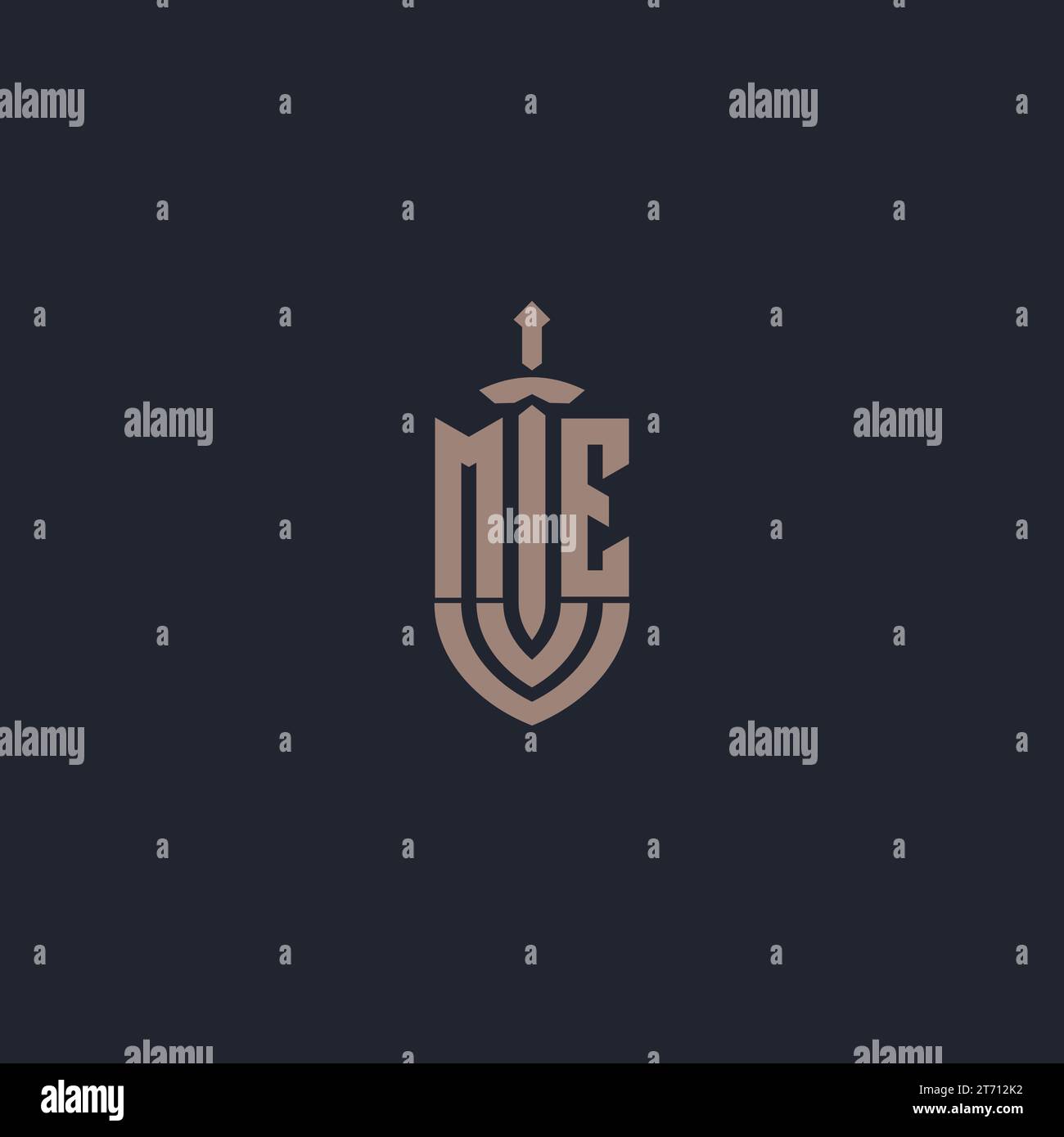 ME logo monogram with sword and shield style design template vector ...
