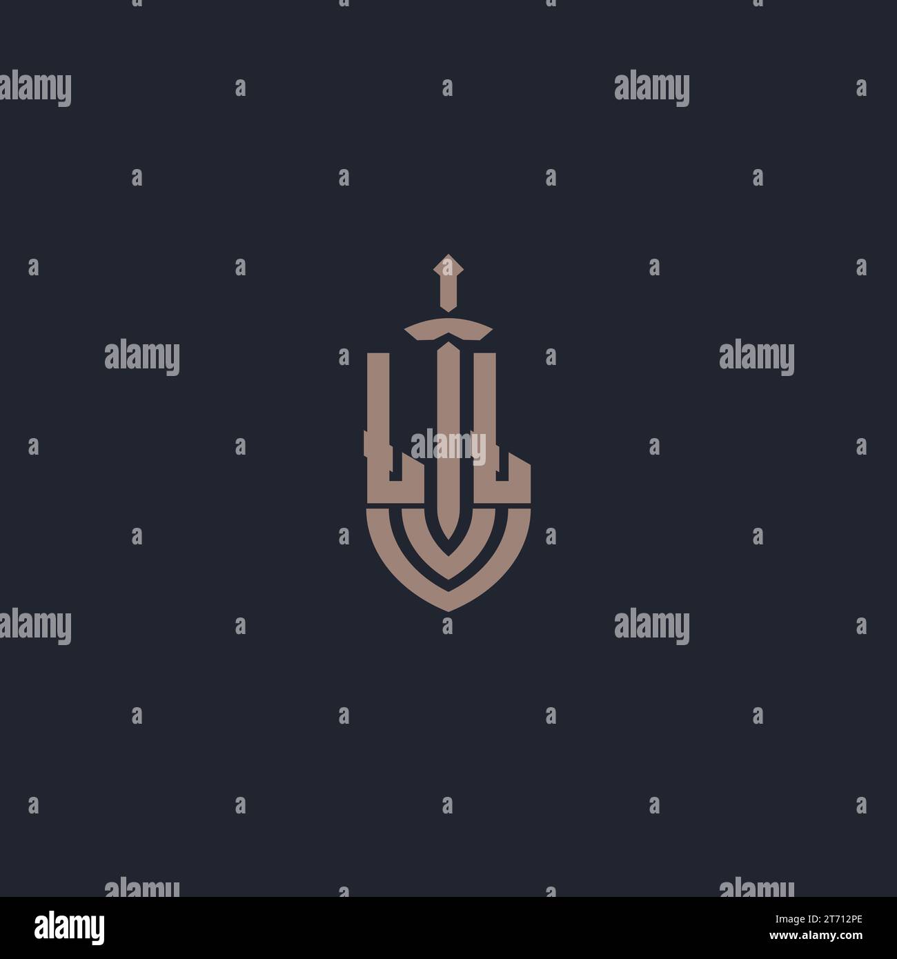 LL logo monogram with sword and shield style design template vector ...