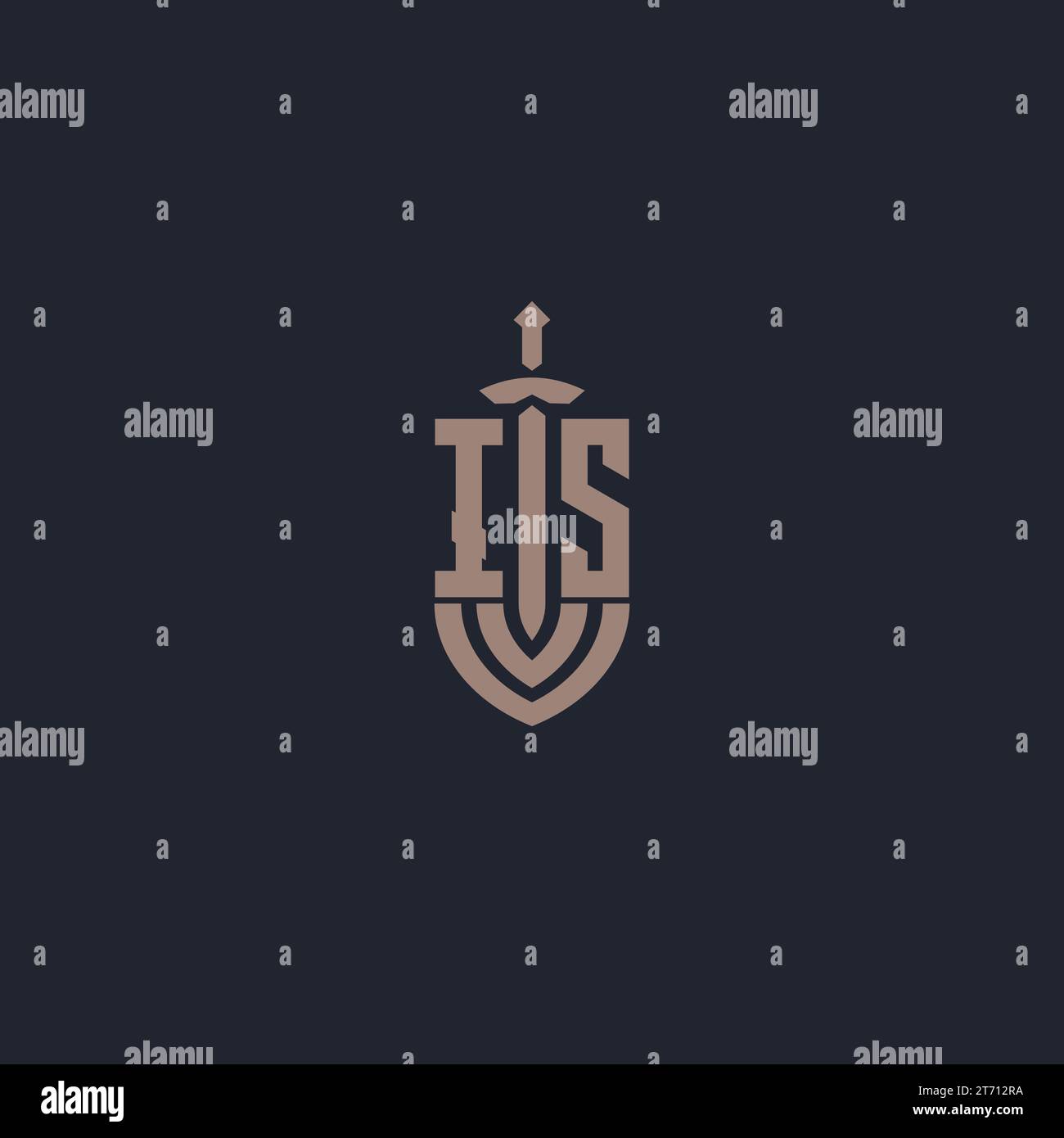 IS logo monogram with sword and shield style design template vector Stock Vector