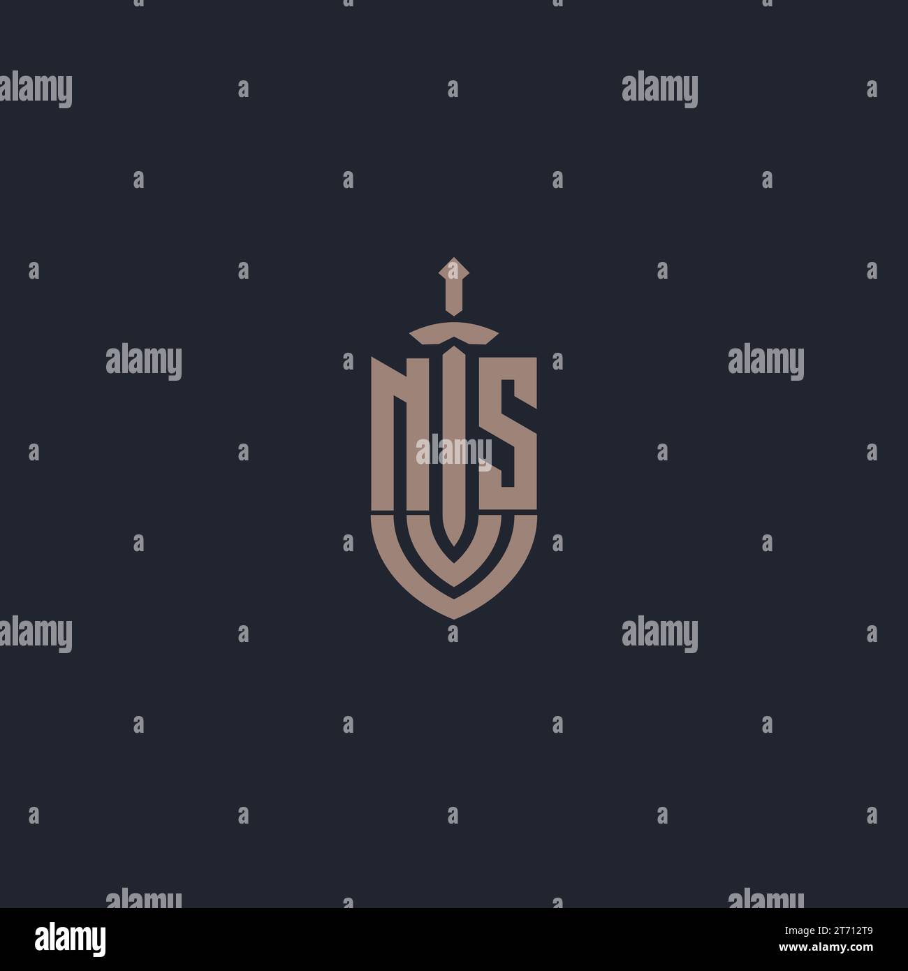 NS logo monogram with sword and shield style design template vector Stock Vector