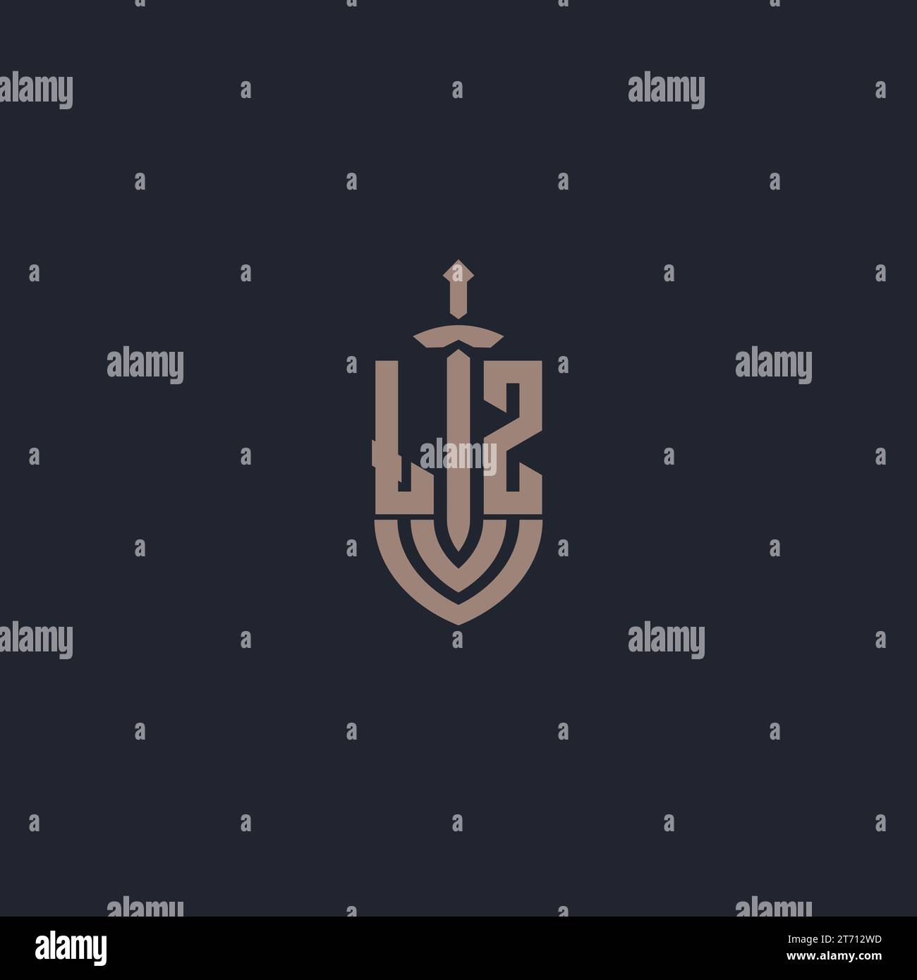 LZ logo monogram with sword and shield style design template vector ...