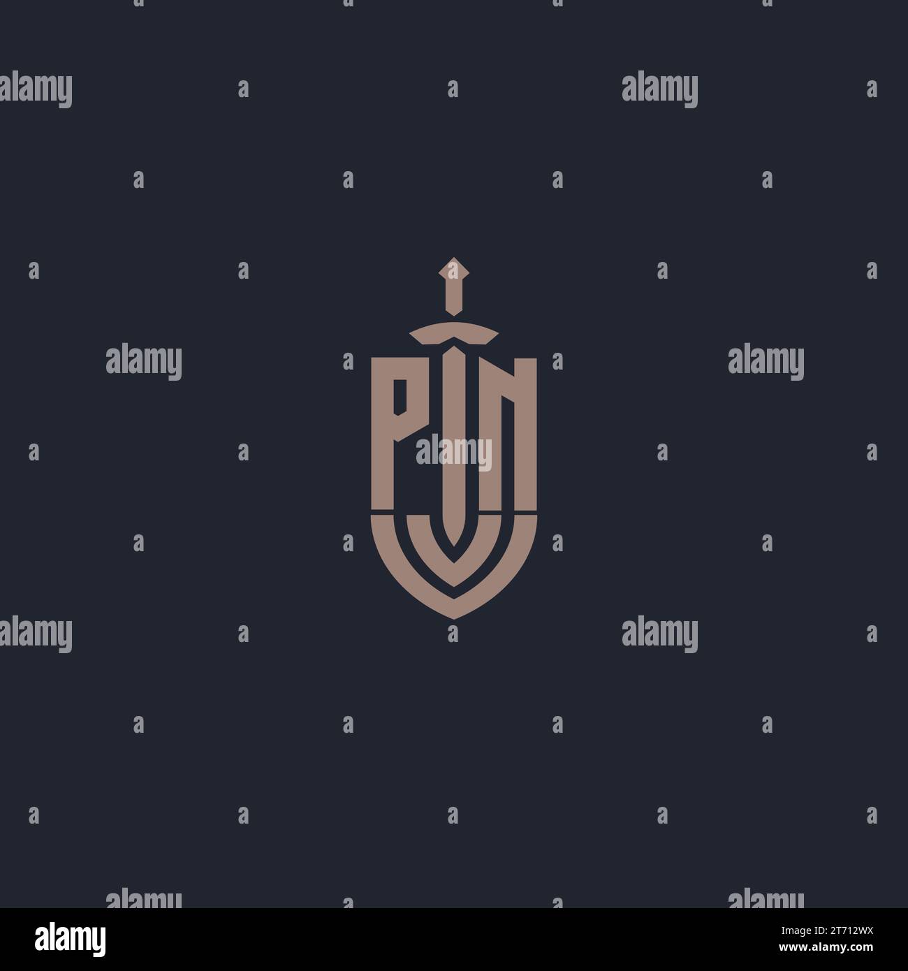 PN logo monogram with sword and shield style design template vector Stock Vector