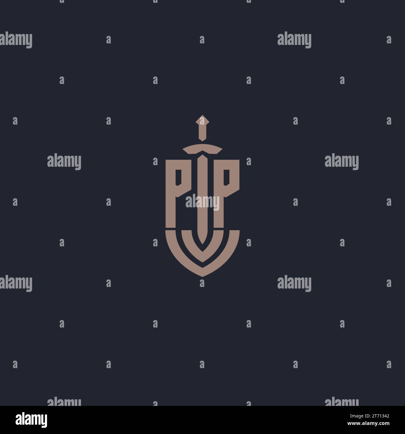 PP logo monogram with sword and shield style design template vector Stock Vector