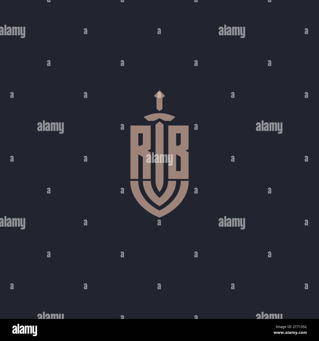 RB logo monogram with sword and shield style design template vector Stock Vector