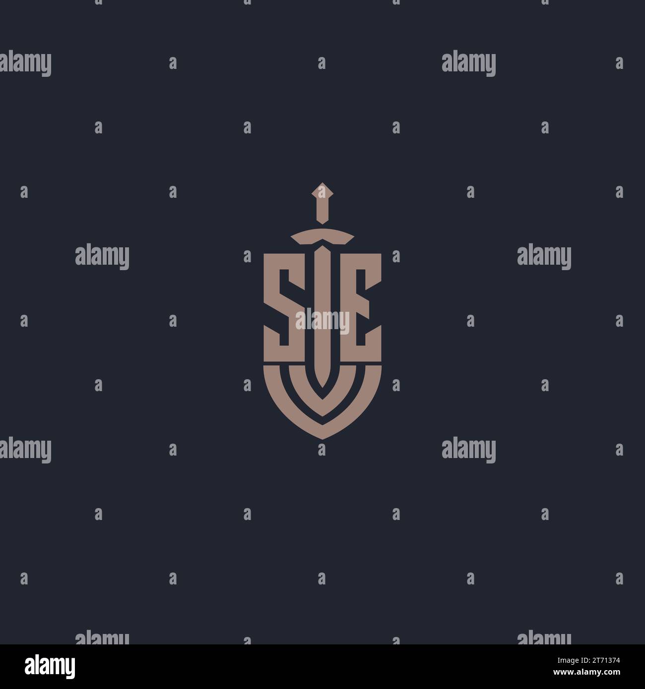 SE logo monogram with sword and shield style design template vector ...