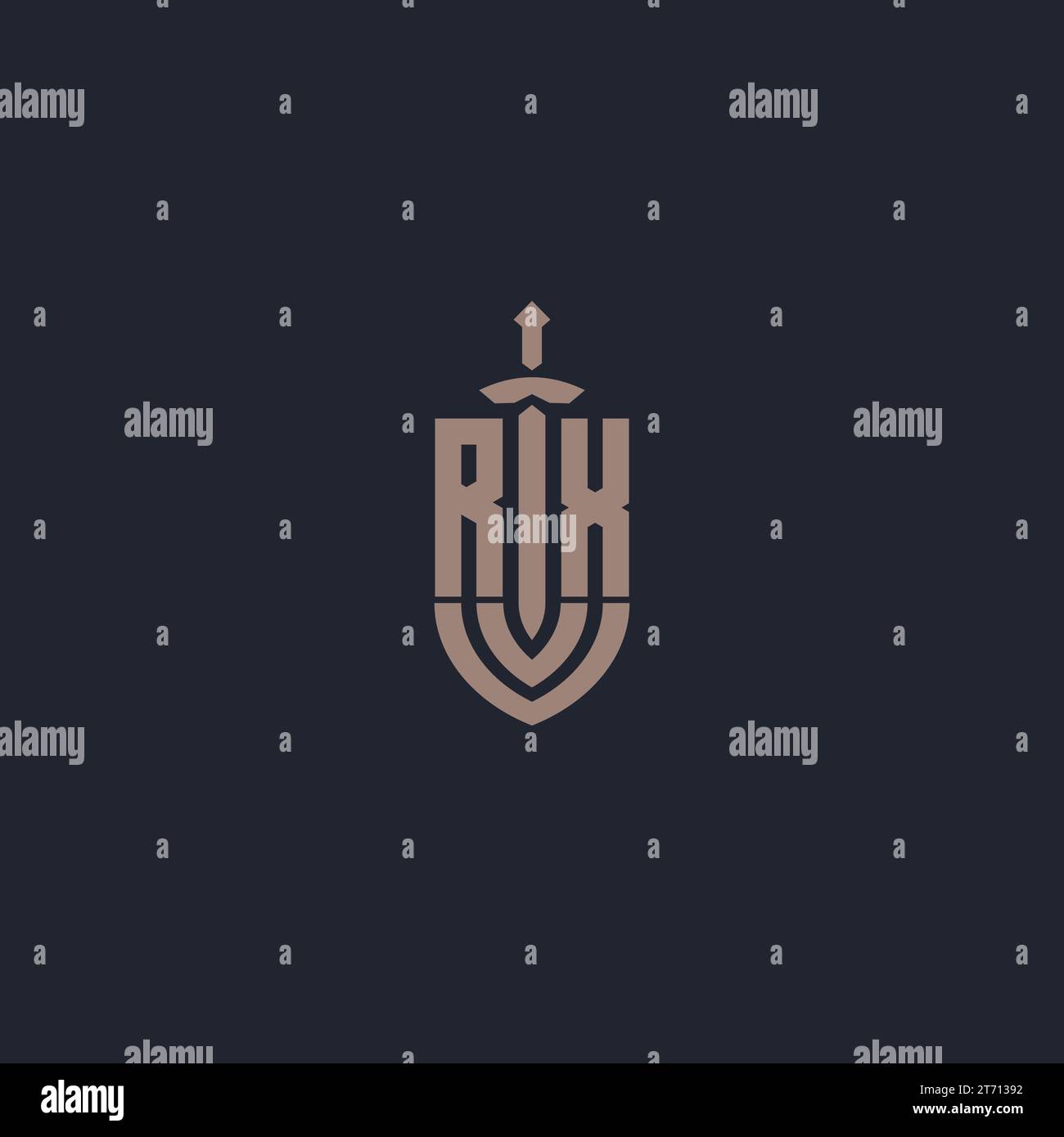 RX logo monogram with sword and shield style design template vector Stock Vector