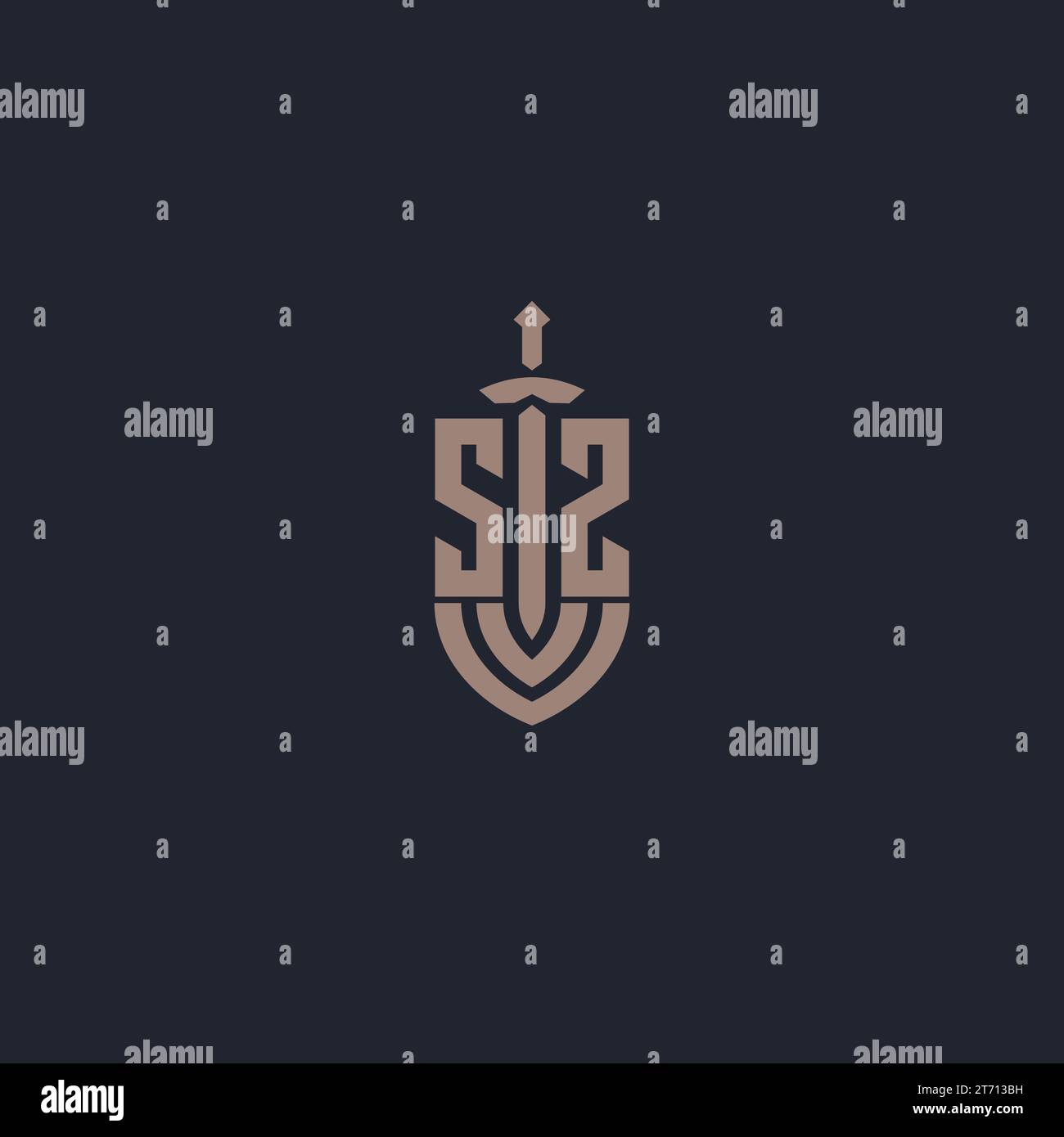 SZ logo monogram with sword and shield style design template vector ...