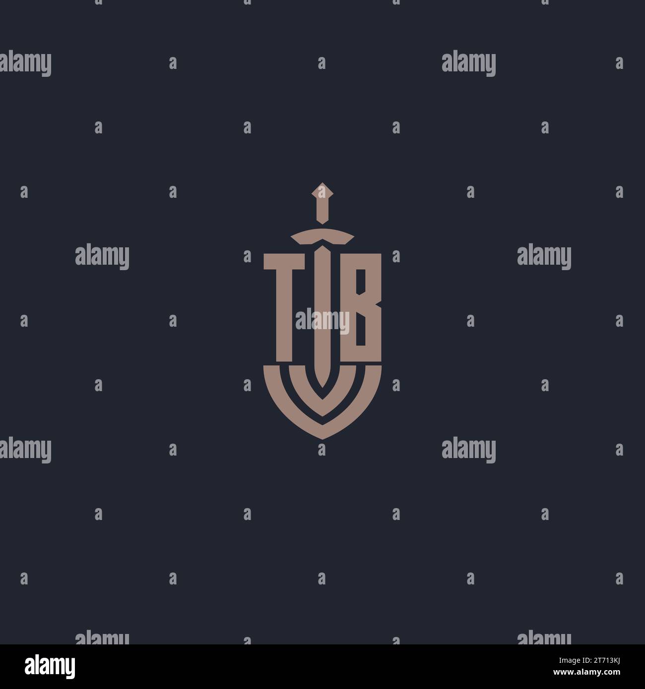 TB logo monogram with sword and shield style design template vector Stock Vector