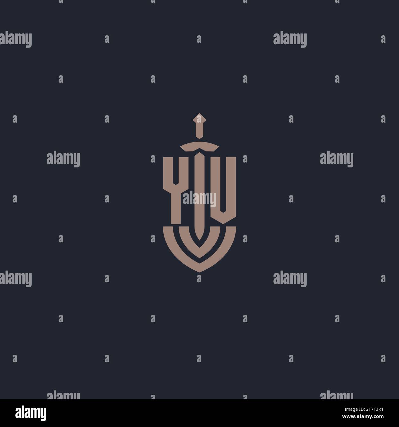 YV logo monogram with sword and shield style design template vector Stock Vector