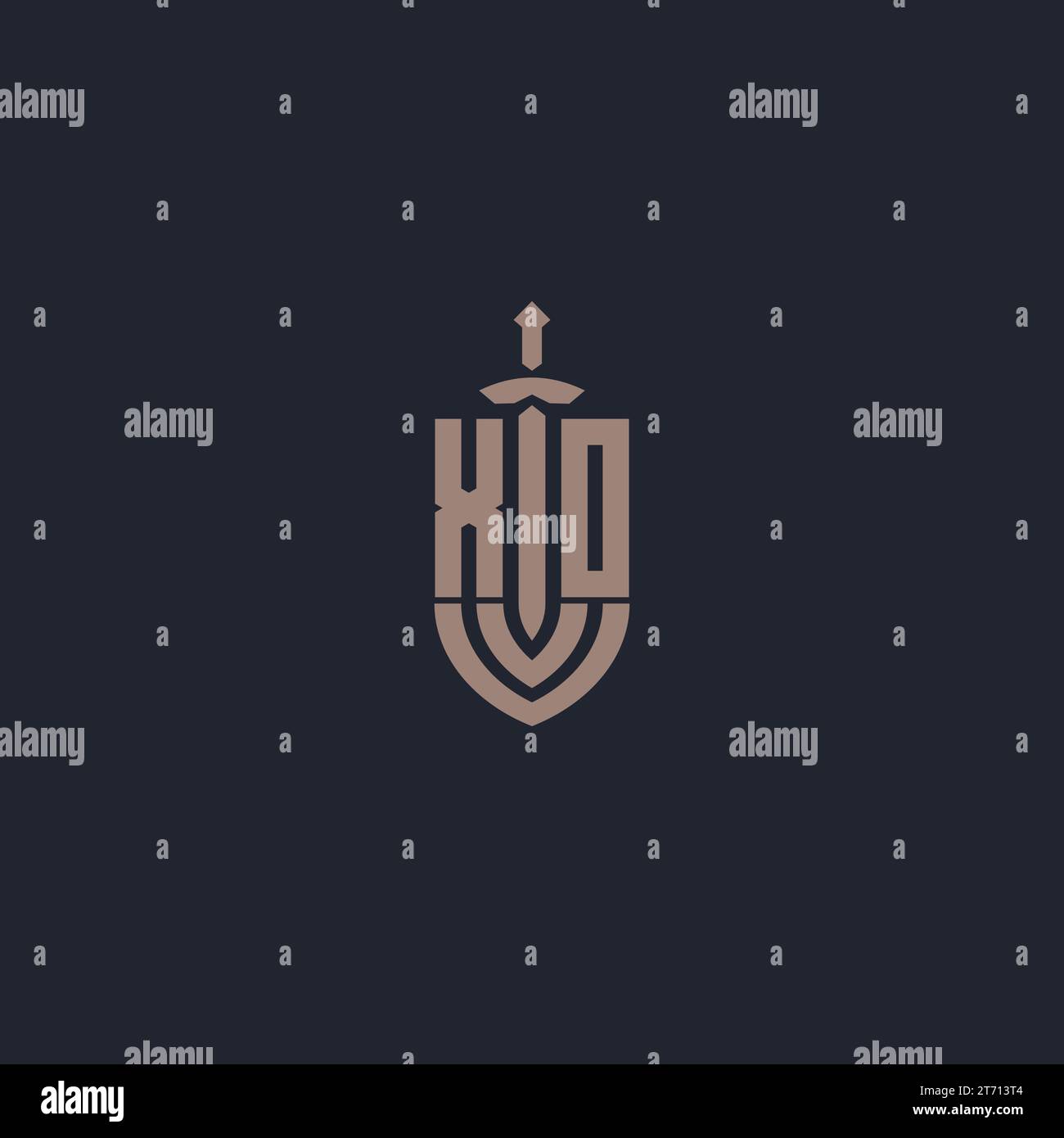 XO logo monogram with sword and shield style design template vector Stock Vector