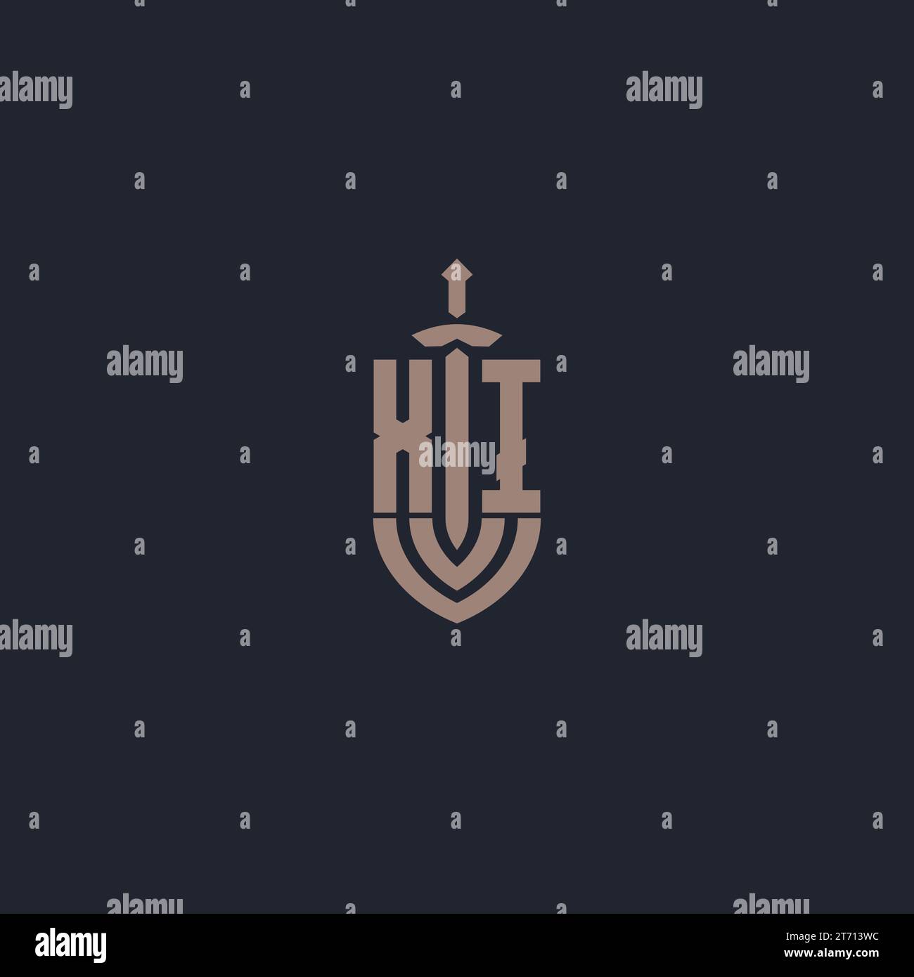 XI logo monogram with sword and shield style design template vector Stock Vector