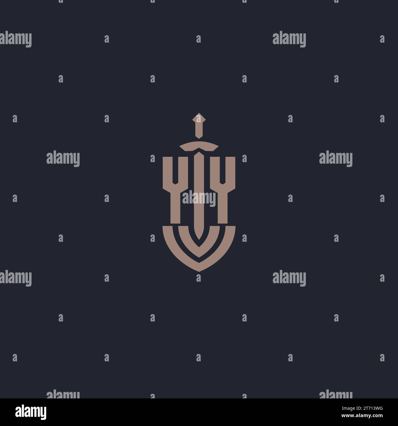 YY logo monogram with sword and shield style design template vector Stock Vector