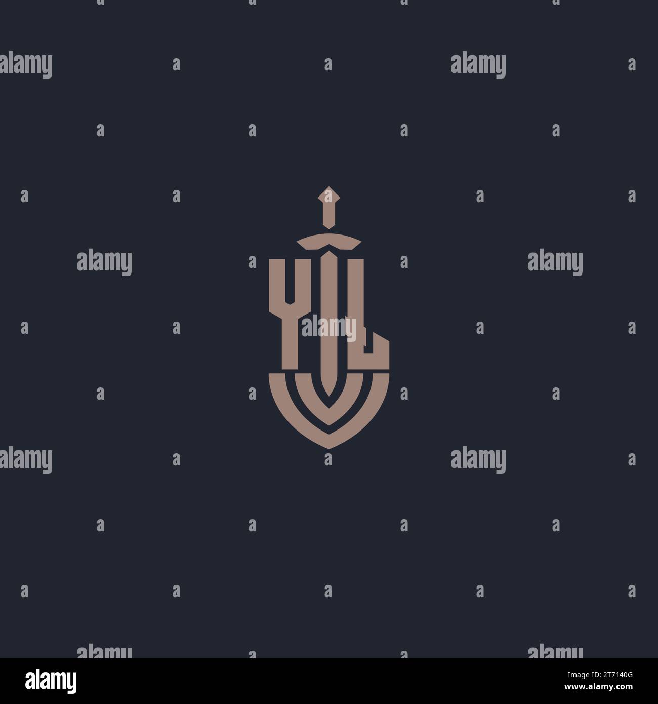 YL logo monogram with sword and shield style design template vector Stock Vector