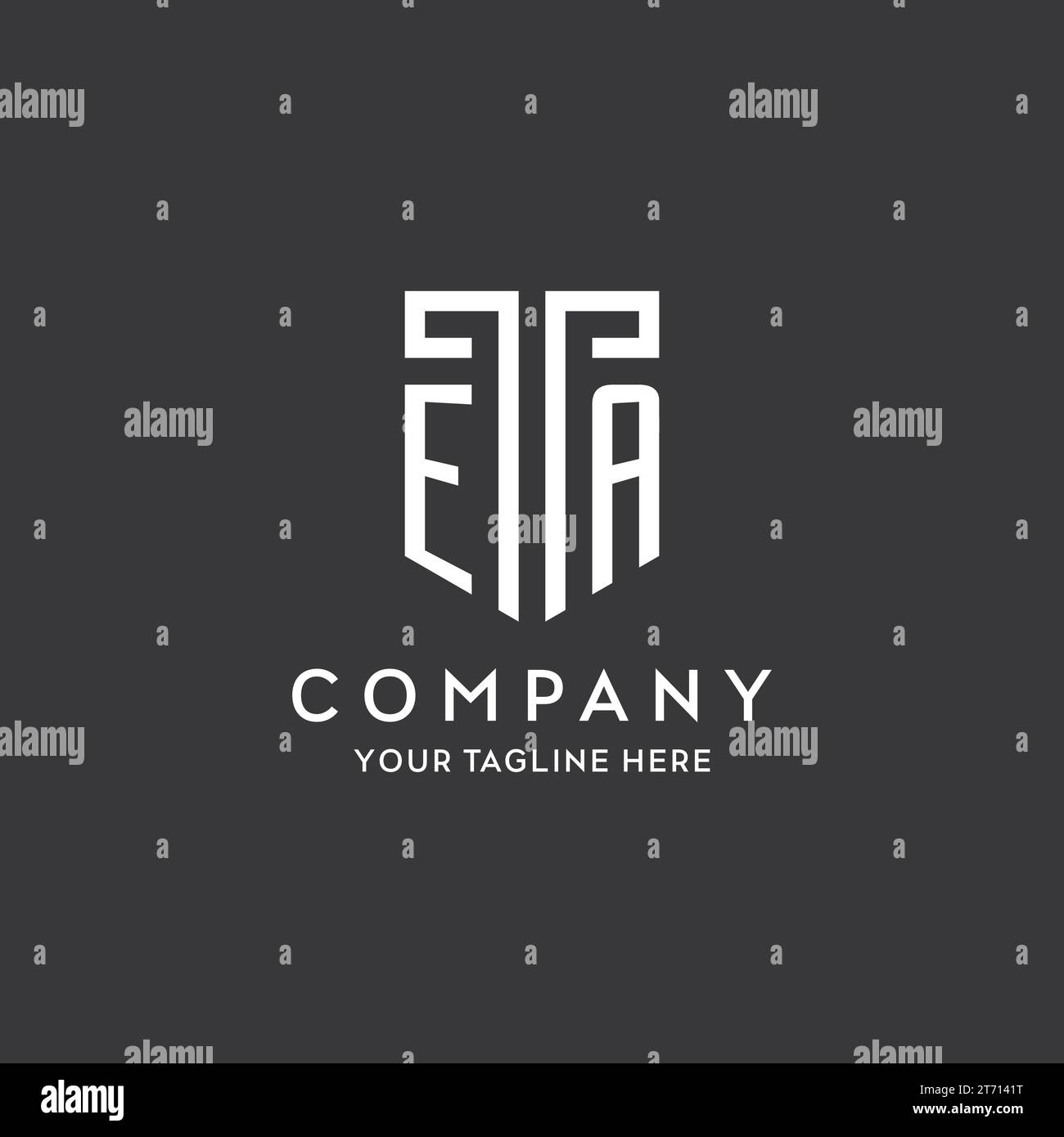 EA monogram initial name with shield shape icon design vector graphic Stock Vector