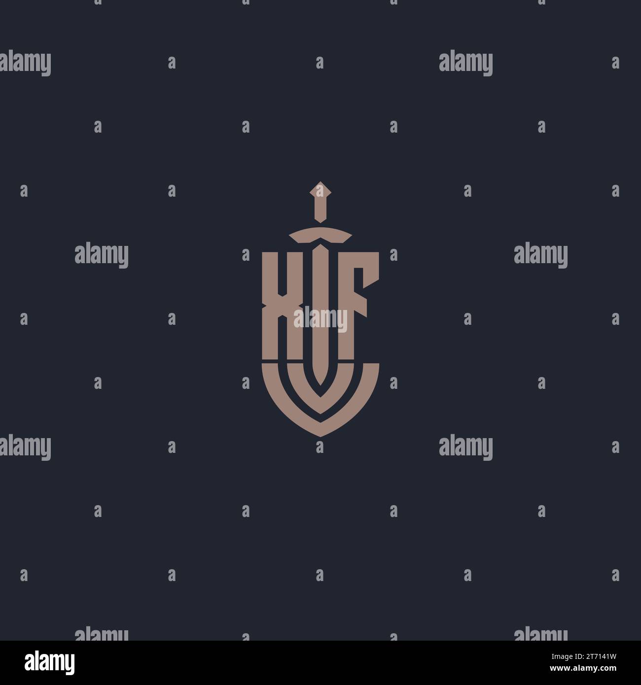 XF logo monogram with sword and shield style design template vector ...