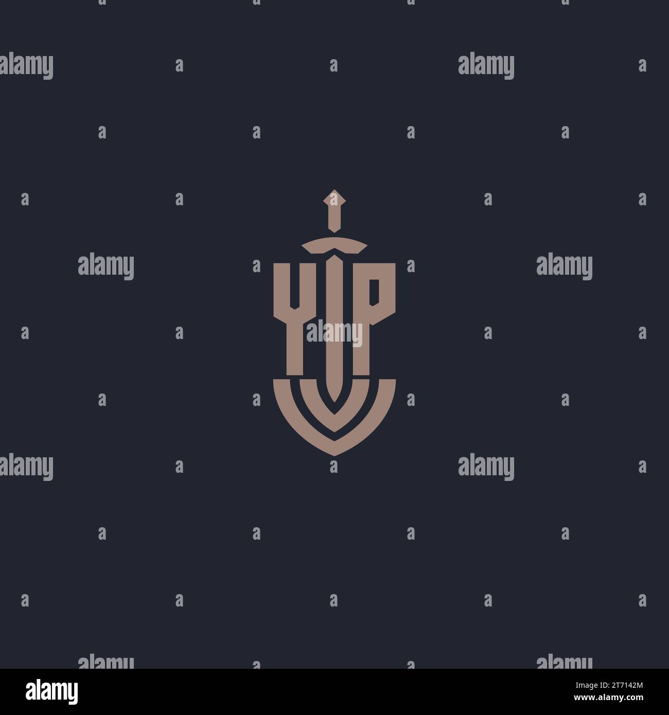 YP logo monogram with sword and shield style design template vector Stock Vector