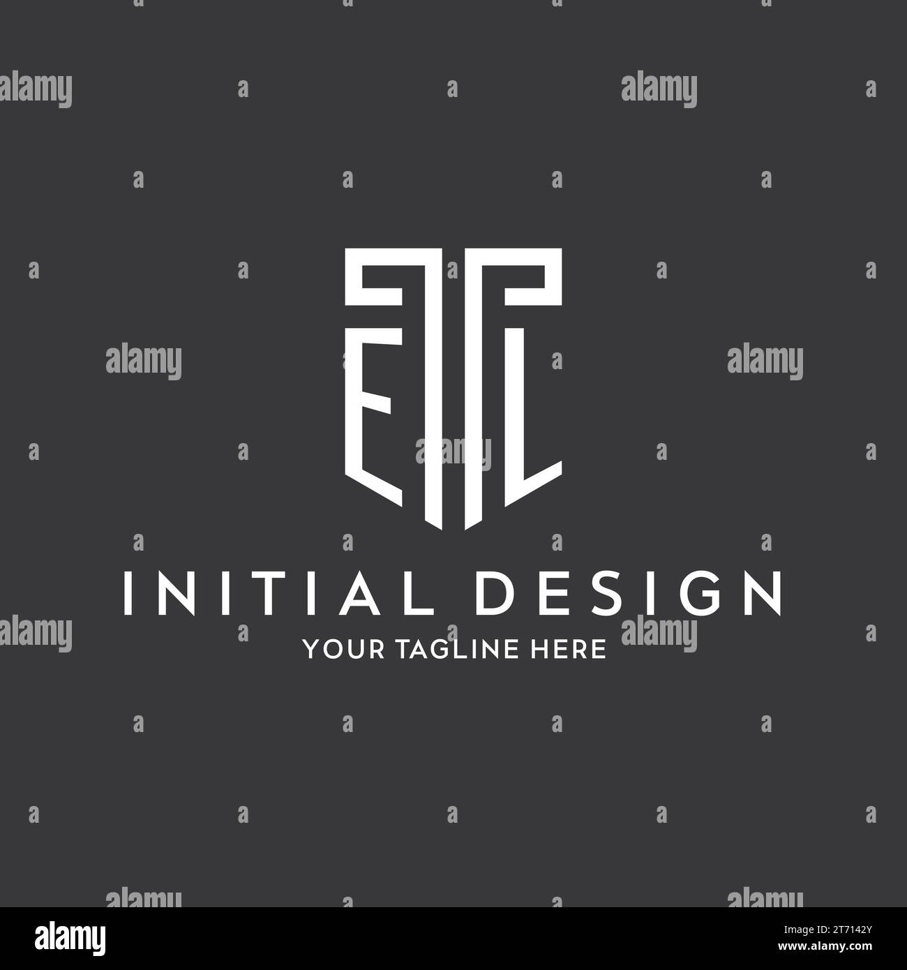EL monogram initial name with shield shape icon design vector graphic Stock Vector