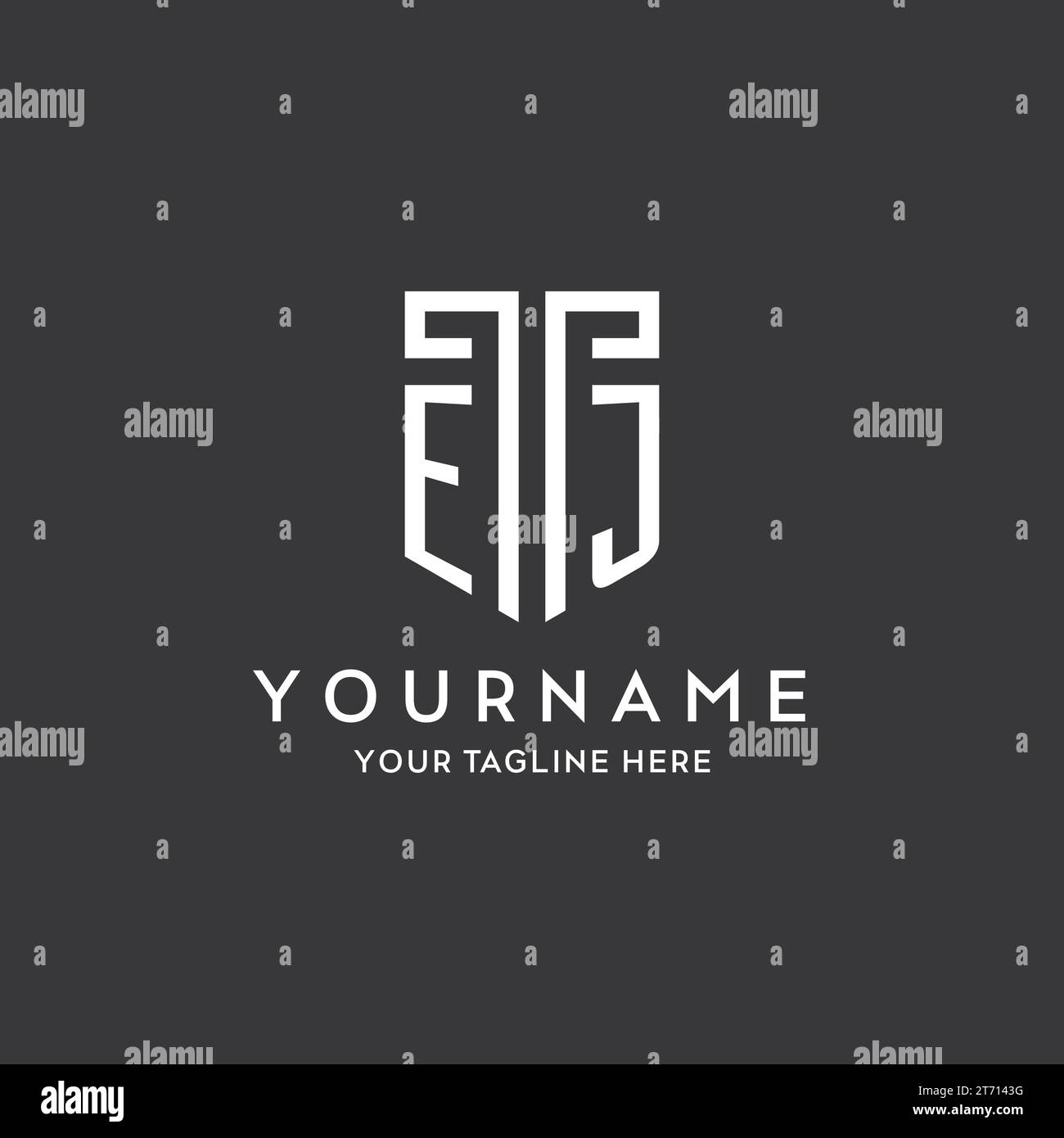 EJ monogram initial name with shield shape icon design vector graphic Stock Vector