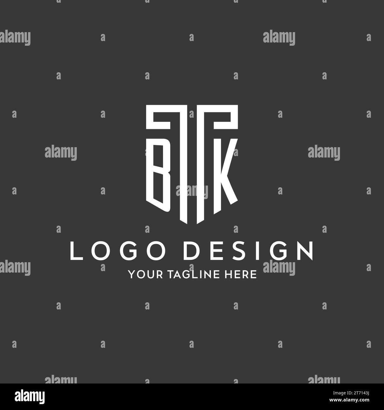 BK monogram initial name with shield shape icon design vector graphic Stock Vector