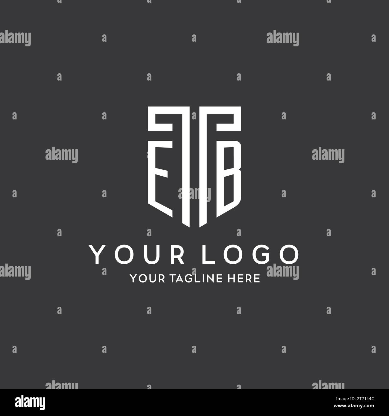 EB monogram initial name with shield shape icon design vector graphic Stock Vector