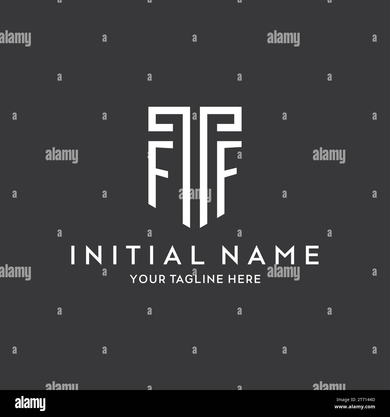 FF monogram initial name with shield shape icon design vector graphic Stock Vector
