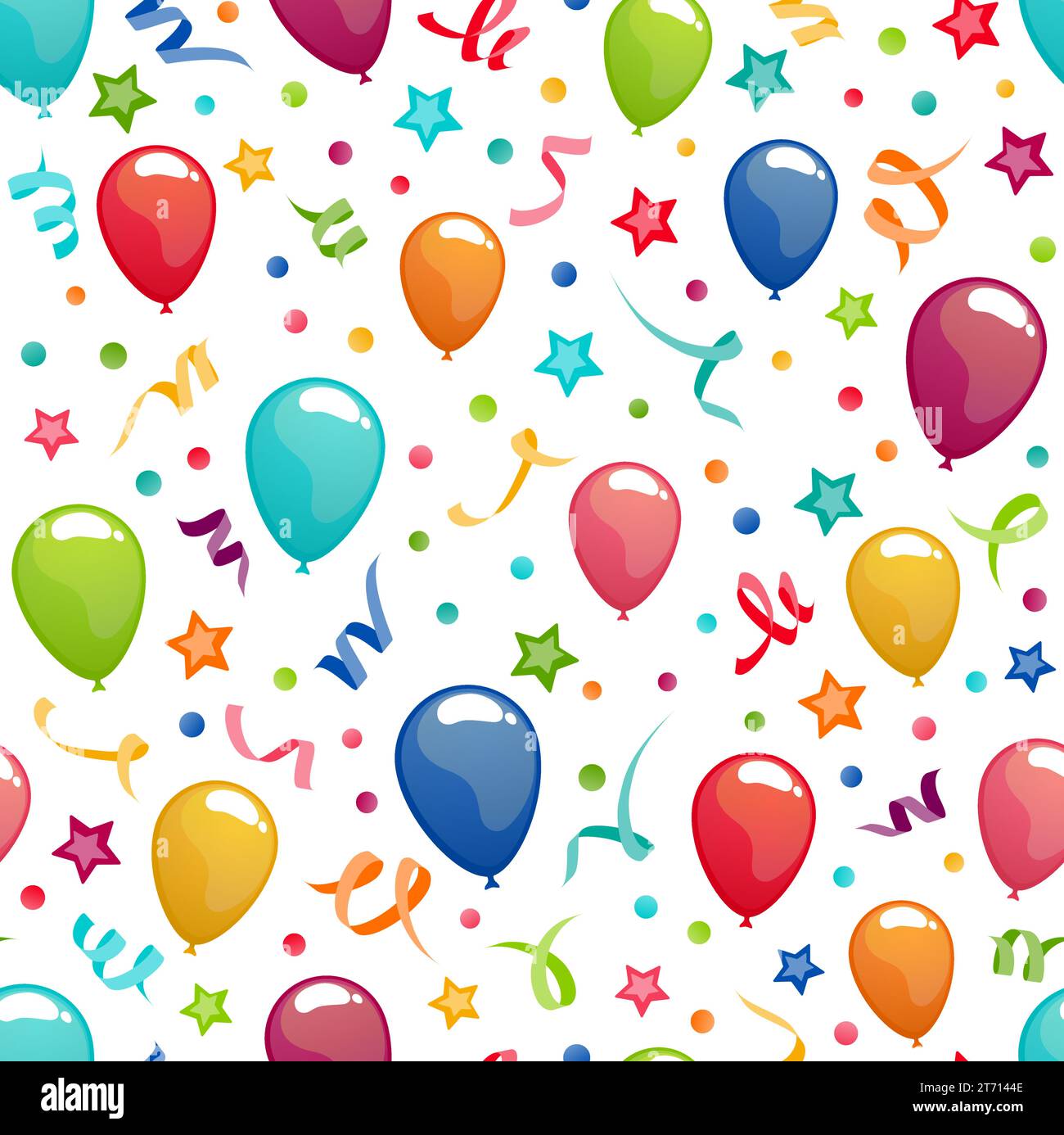 Party background with balloons, streamers and confetti on pastel blue  background. Birthday party decoration Stock Photo - Alamy