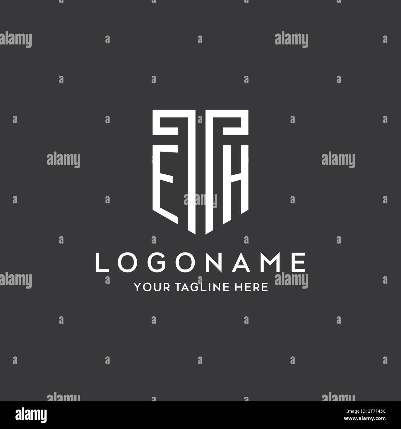 EH monogram initial name with shield shape icon design vector graphic Stock Vector