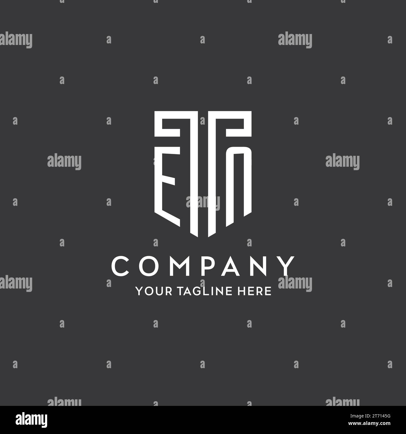 EN monogram initial name with shield shape icon design vector graphic Stock Vector