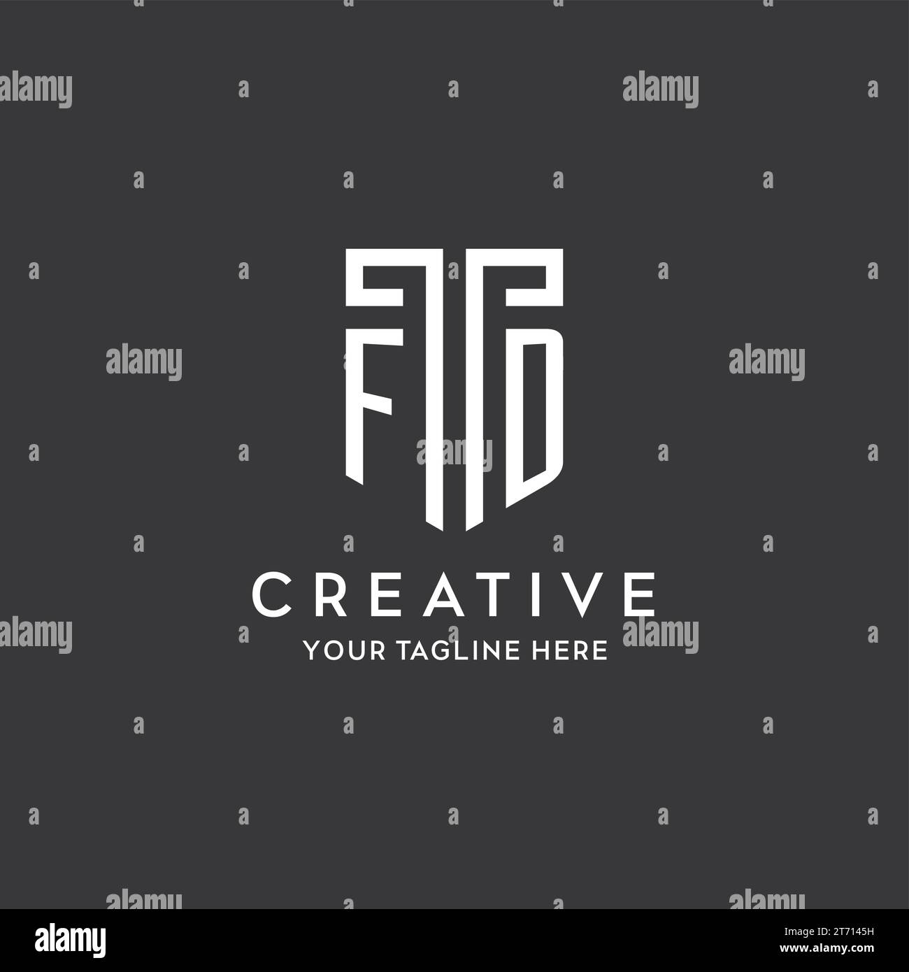 FD monogram initial name with shield shape icon design vector graphic Stock Vector