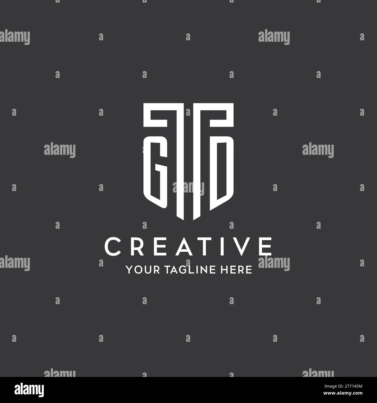 GD monogram initial name with shield shape icon design vector graphic Stock Vector