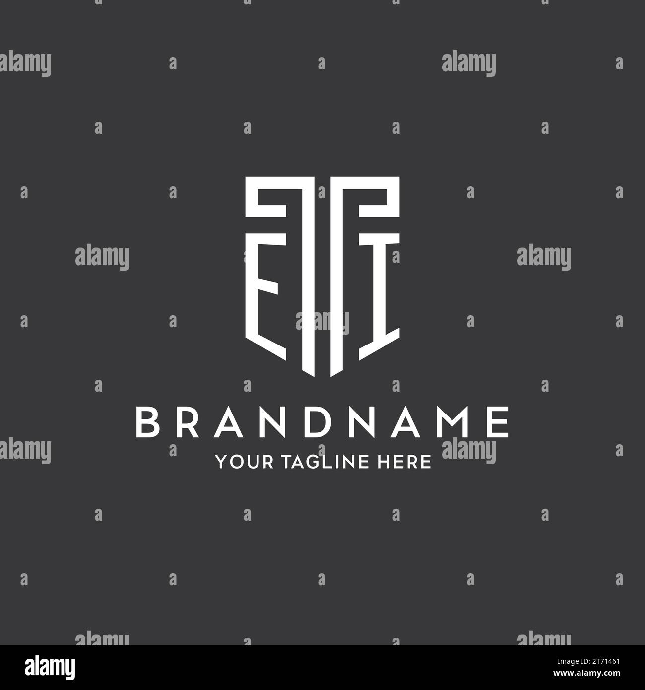 EI monogram initial name with shield shape icon design vector graphic Stock Vector