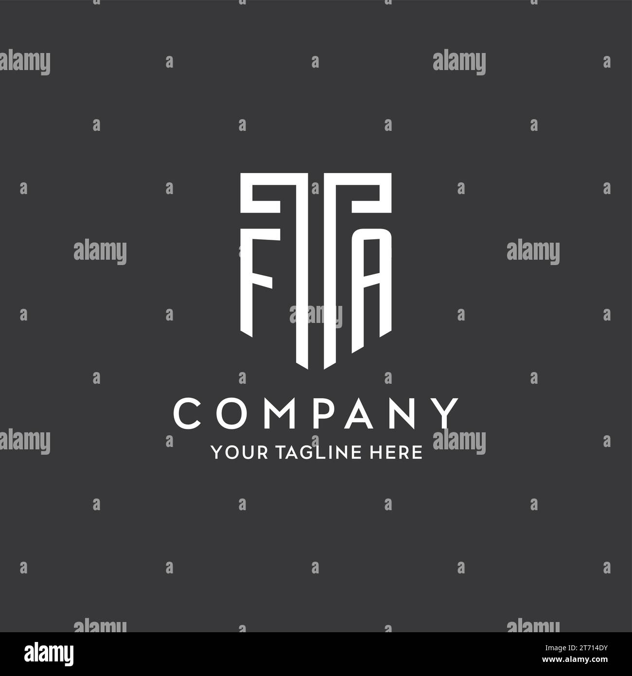 FA monogram initial name with shield shape icon design vector graphic Stock Vector