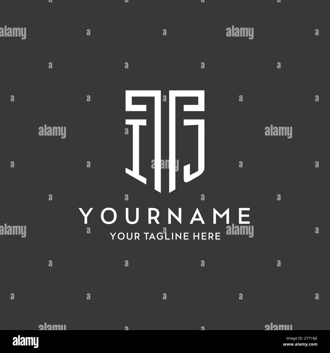 IJ monogram initial name with shield shape icon design vector graphic ...