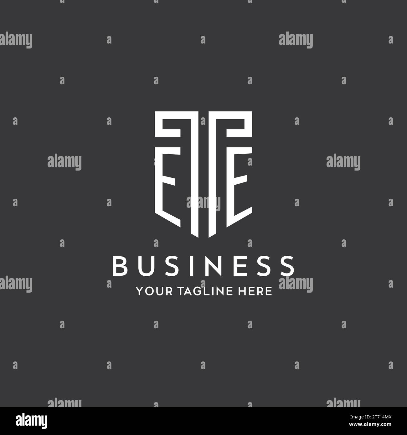 EE monogram initial name with shield shape icon design vector graphic Stock Vector