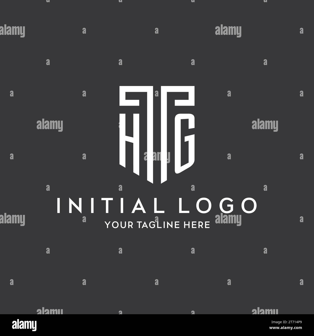 HG monogram initial name with shield shape icon design vector graphic ...